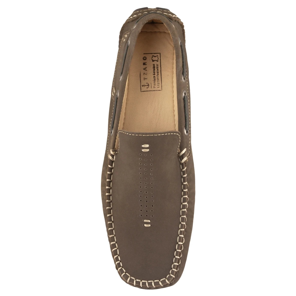 TZARO Pure Leather Dark Olive Green Driving Shoes - STN2353NUDOLV