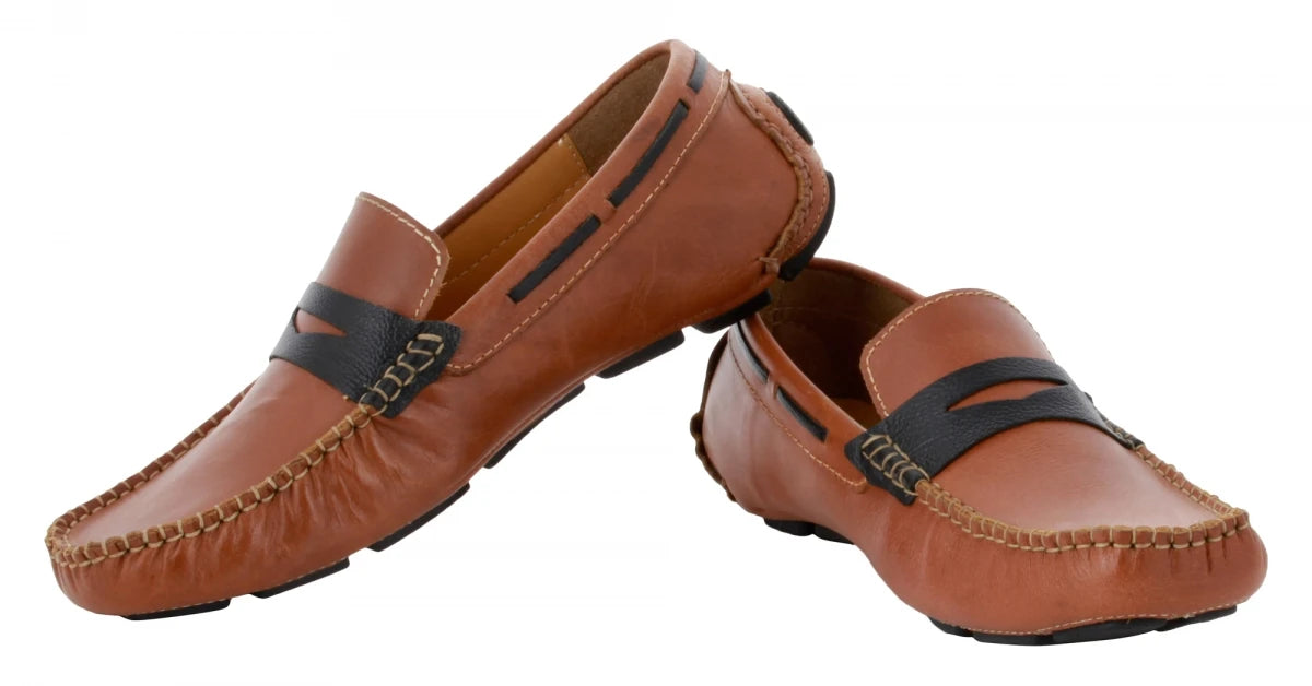 Tan Leather Driving Shoes - STN23542TANOPU