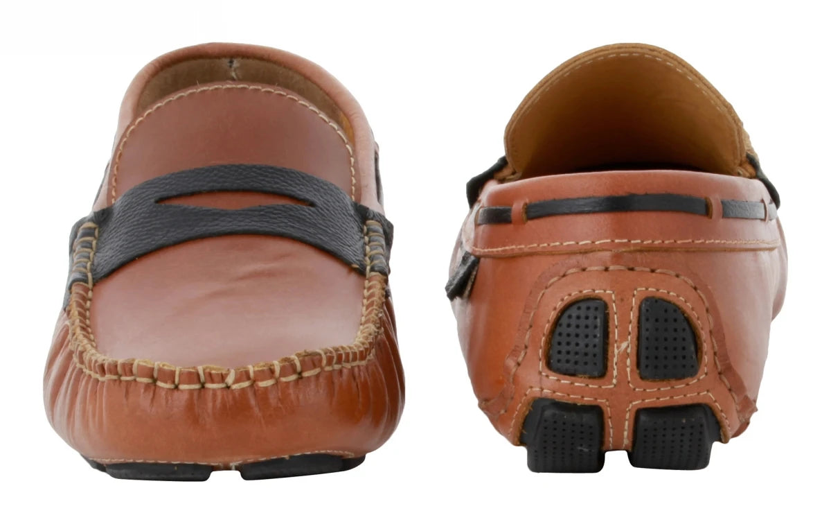 Tan Leather Driving Shoes - STN23542TANOPU