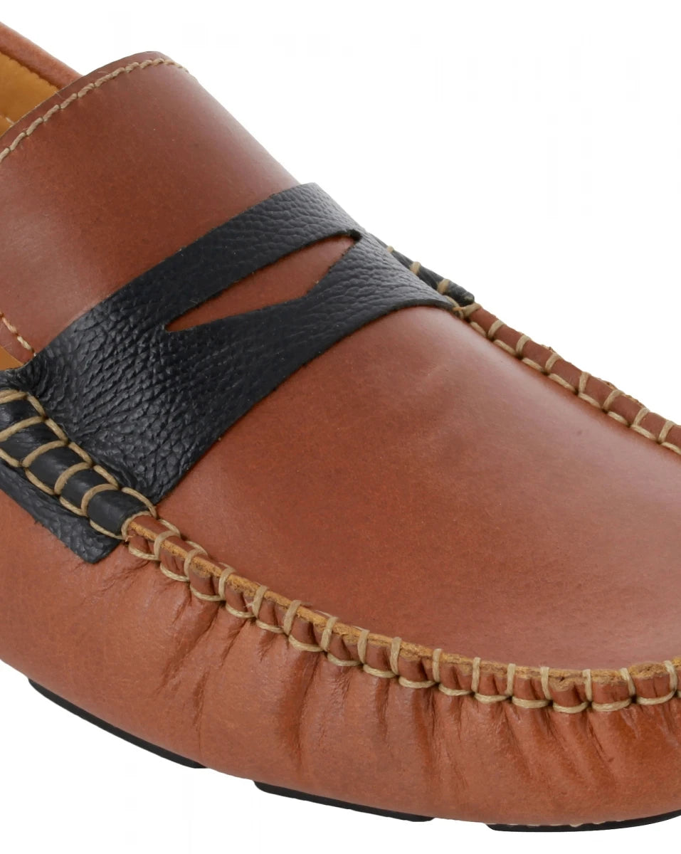 Tan Leather Driving Shoes - STN23542TANOPU