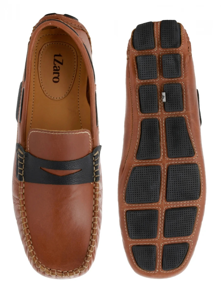Tan Leather Driving Shoes - STN23542TANOPU