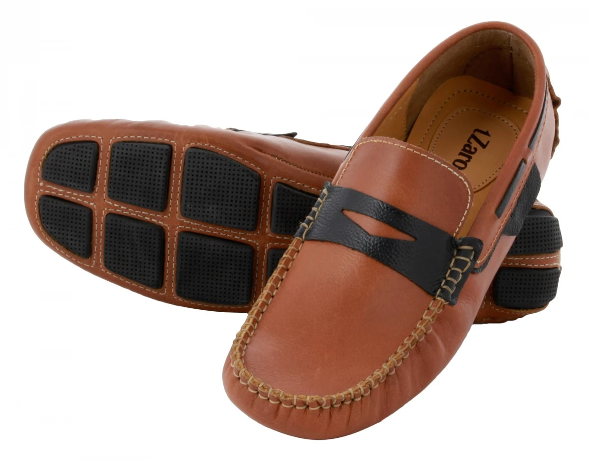 Tan Leather Driving Shoes - STN23542TANOPU