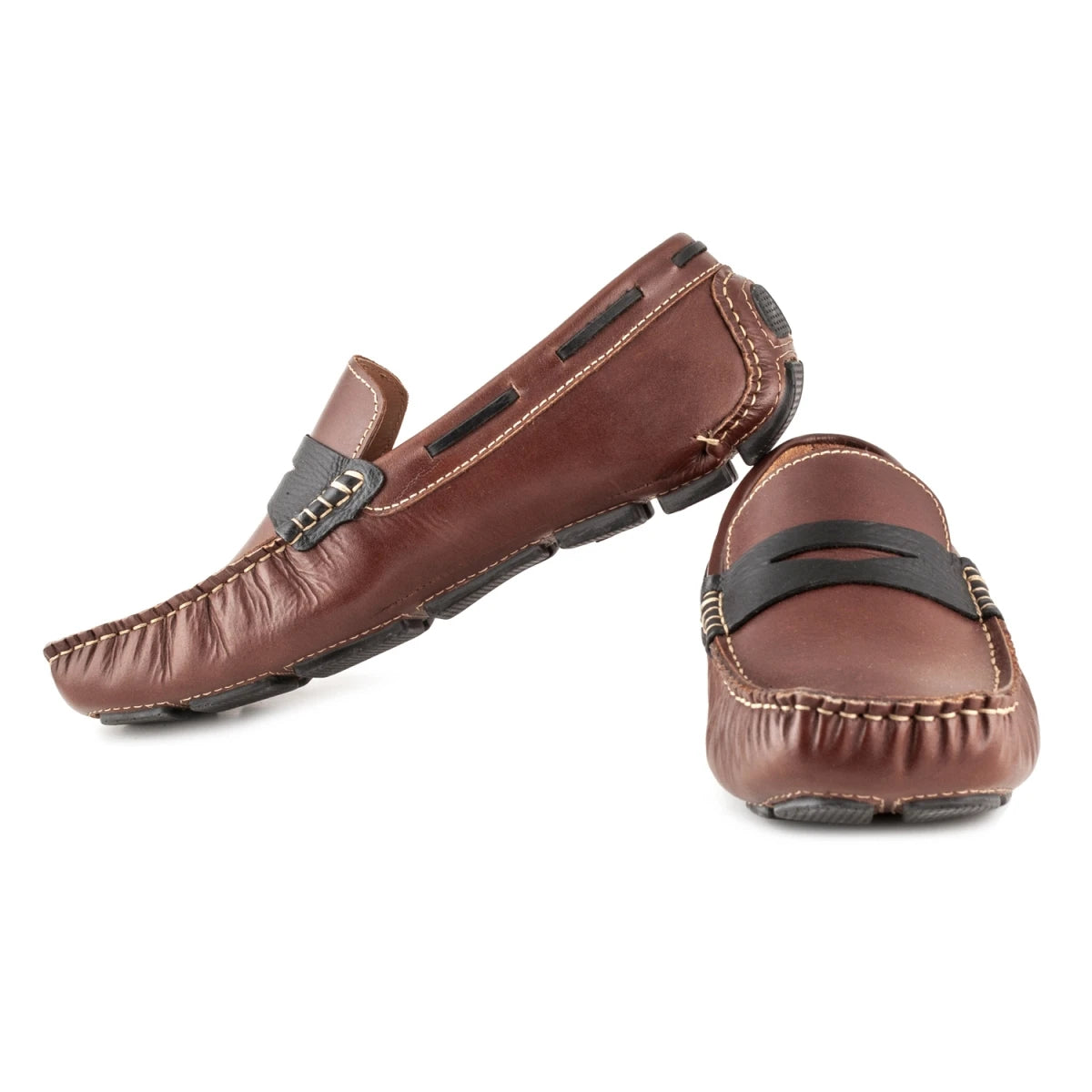 Pure Leather Tan Color Driving Shoes - STN23543TANOPU