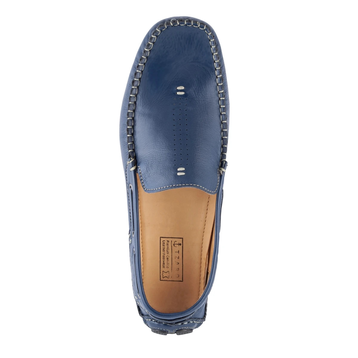 Pure Leather, Moc-toe Construction, Blue Driving Shoe - Saphire, STN2355NVY234