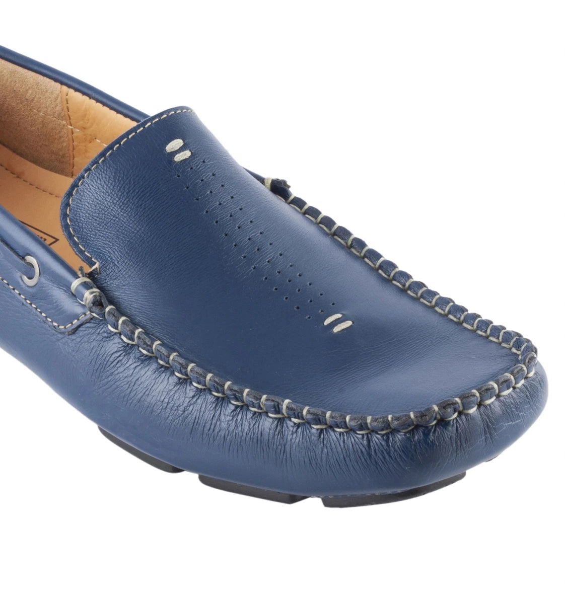 Pure Leather, Moc-toe Construction, Blue Driving Shoe - Saphire, STN2355NVY234