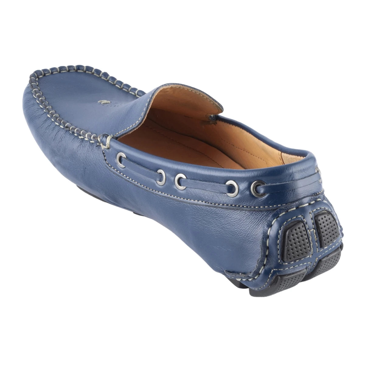 Pure Leather, Moc-toe Construction, Blue Driving Shoe - Saphire, STN2355NVY234