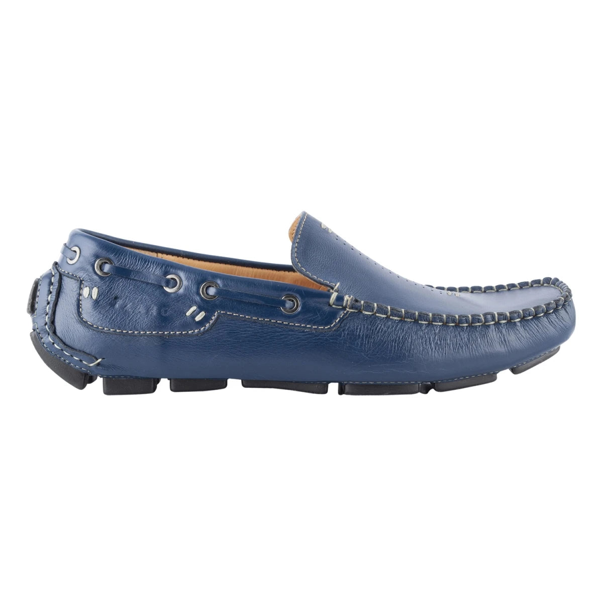 Pure Leather, Moc-toe Construction, Blue Driving Shoe - Saphire, STN2355NVY234