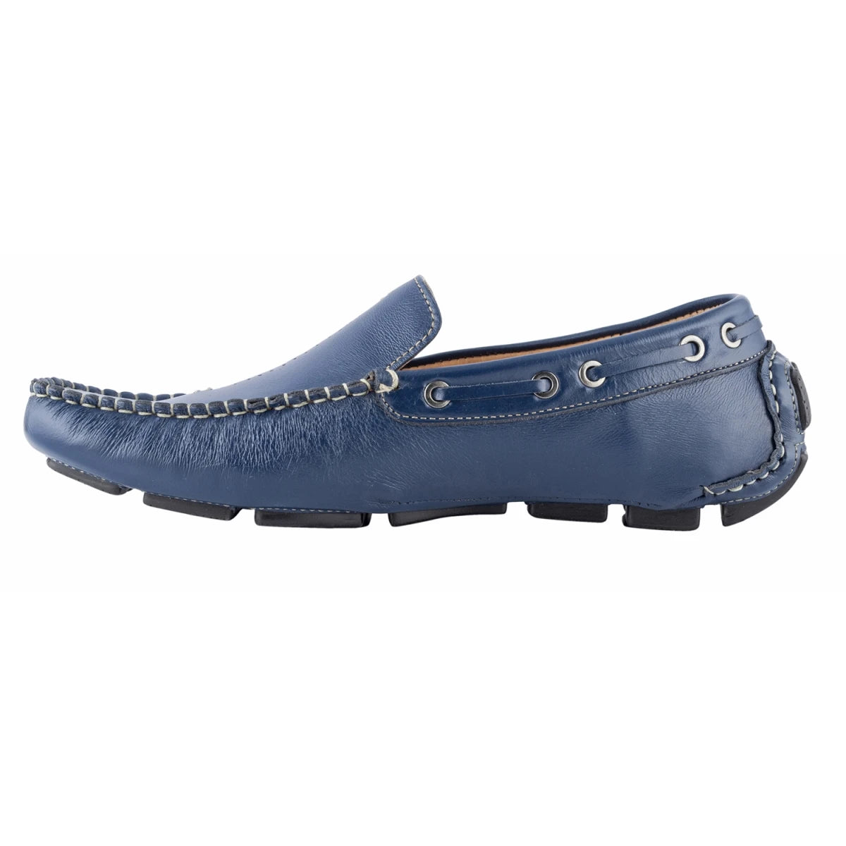Pure Leather, Moc-toe Construction, Blue Driving Shoe - Saphire, STN2355NVY234