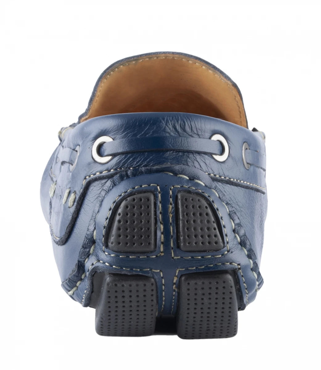 Pure Leather, Moc-toe Construction, Blue Driving Shoe - Saphire, STN2355NVY234