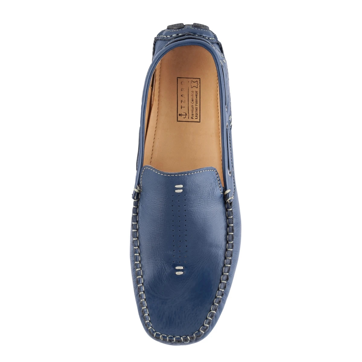 Pure Leather, Moc-toe Construction, Blue Driving Shoe - Saphire, STN2355NVY234