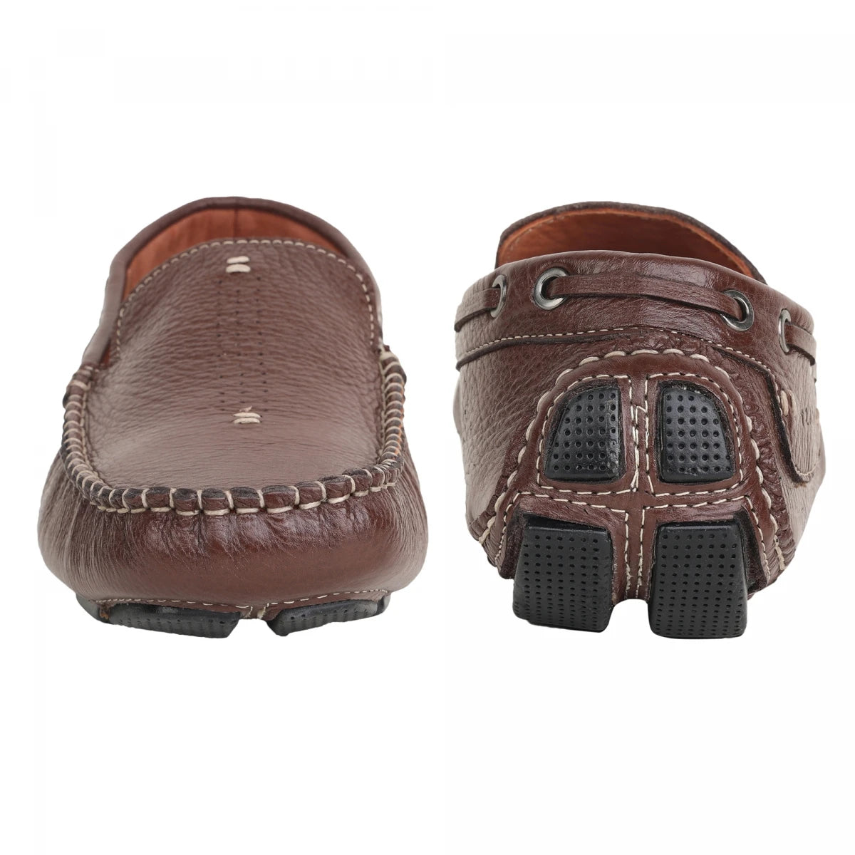 Pure Leather, Moc-toe Construction, Coffee Color Driving Shoe, STN2357CHR34