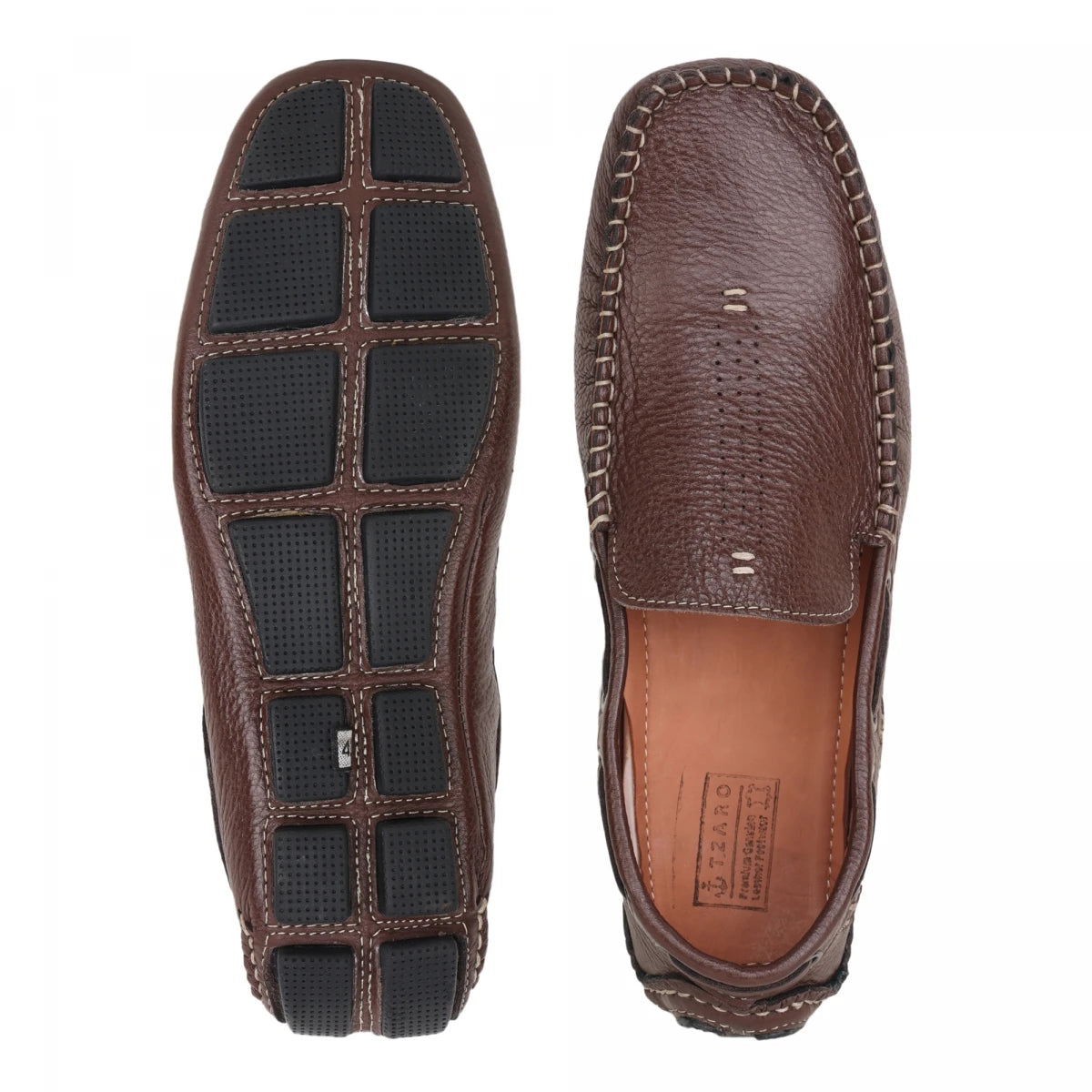 Pure Leather, Moc-toe Construction, Coffee Color Driving Shoe, STN2357CHR34