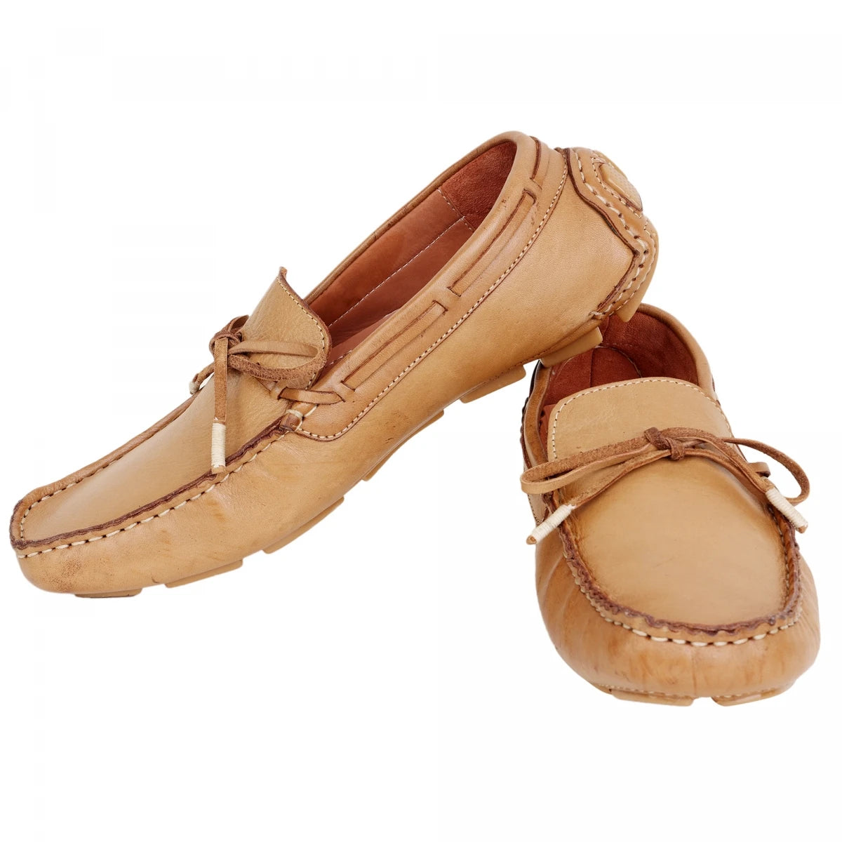 Pure Leather Light Tan Driving Shoe-STN2358LTN09