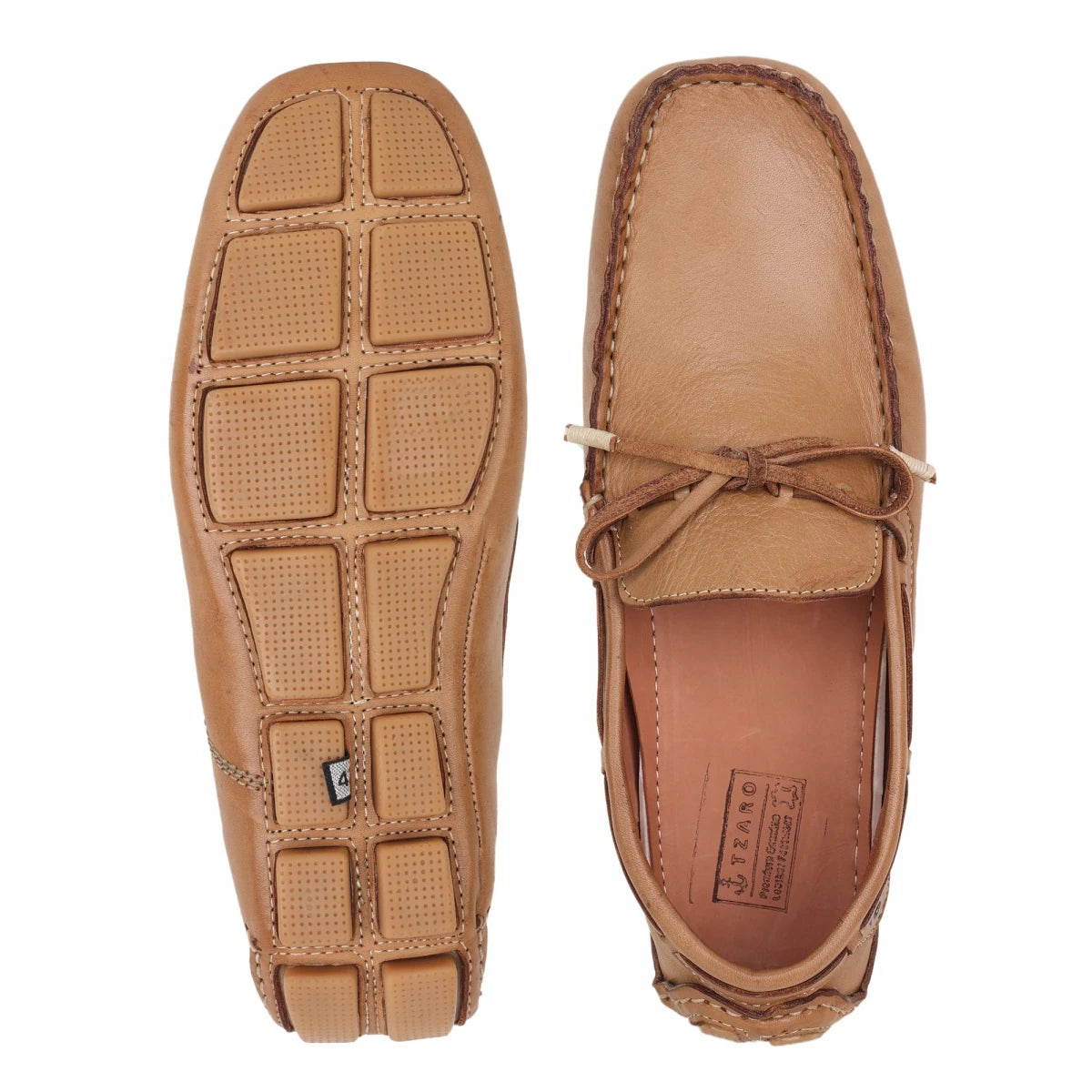 Pure Leather Light Tan Driving Shoe-STN2358LTN09