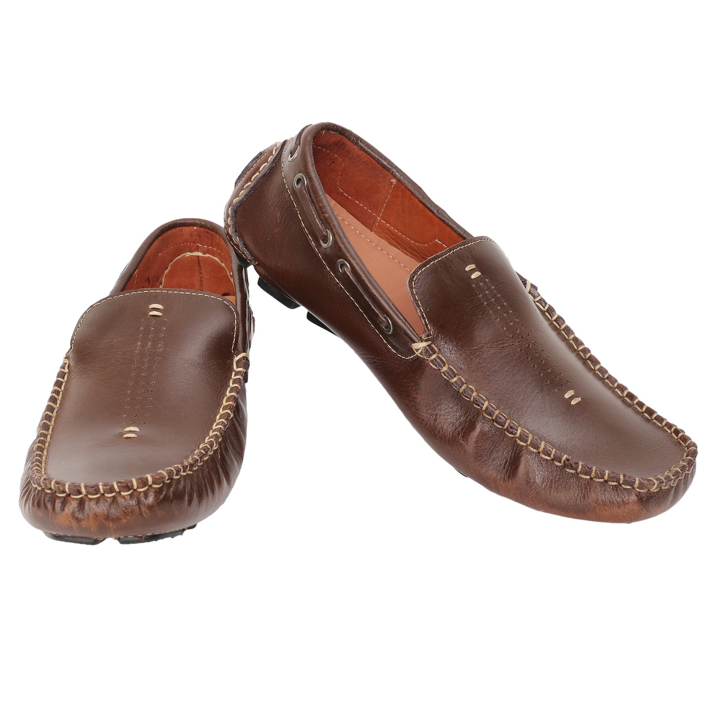 Pure Leather, Moc-toe Construction, Coffee Color Driving Shoe, STN2359CFF34
