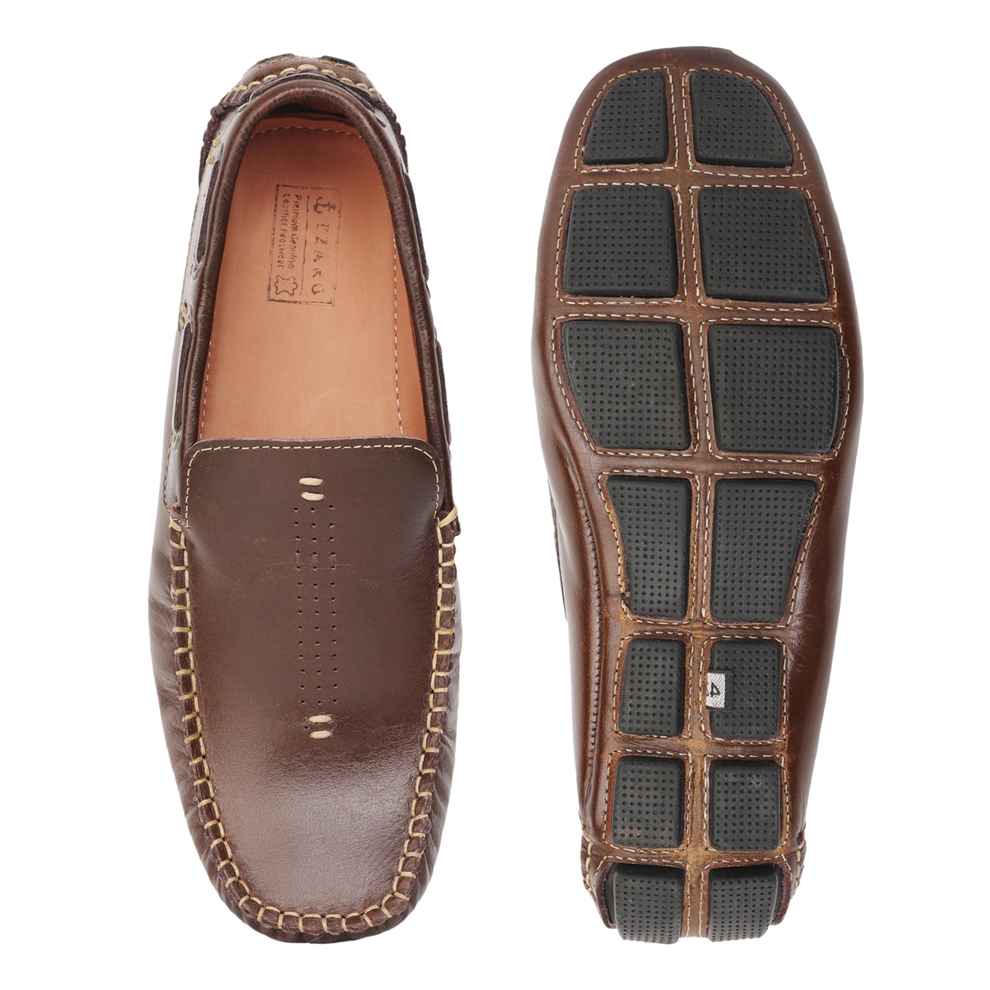 Pure Leather, Moc-toe Construction, Coffee Color Driving Shoe, STN2359CFF34