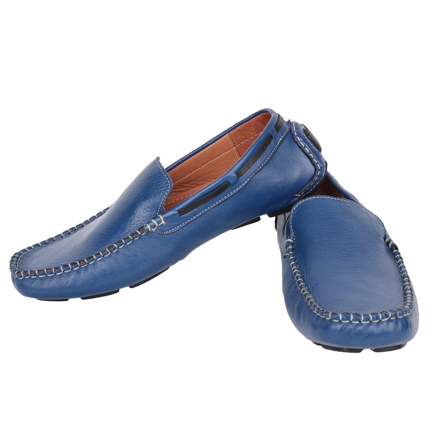 Pure Leather, Moc-toe Construction, Blue Driving Shoe, STN2360BLU49