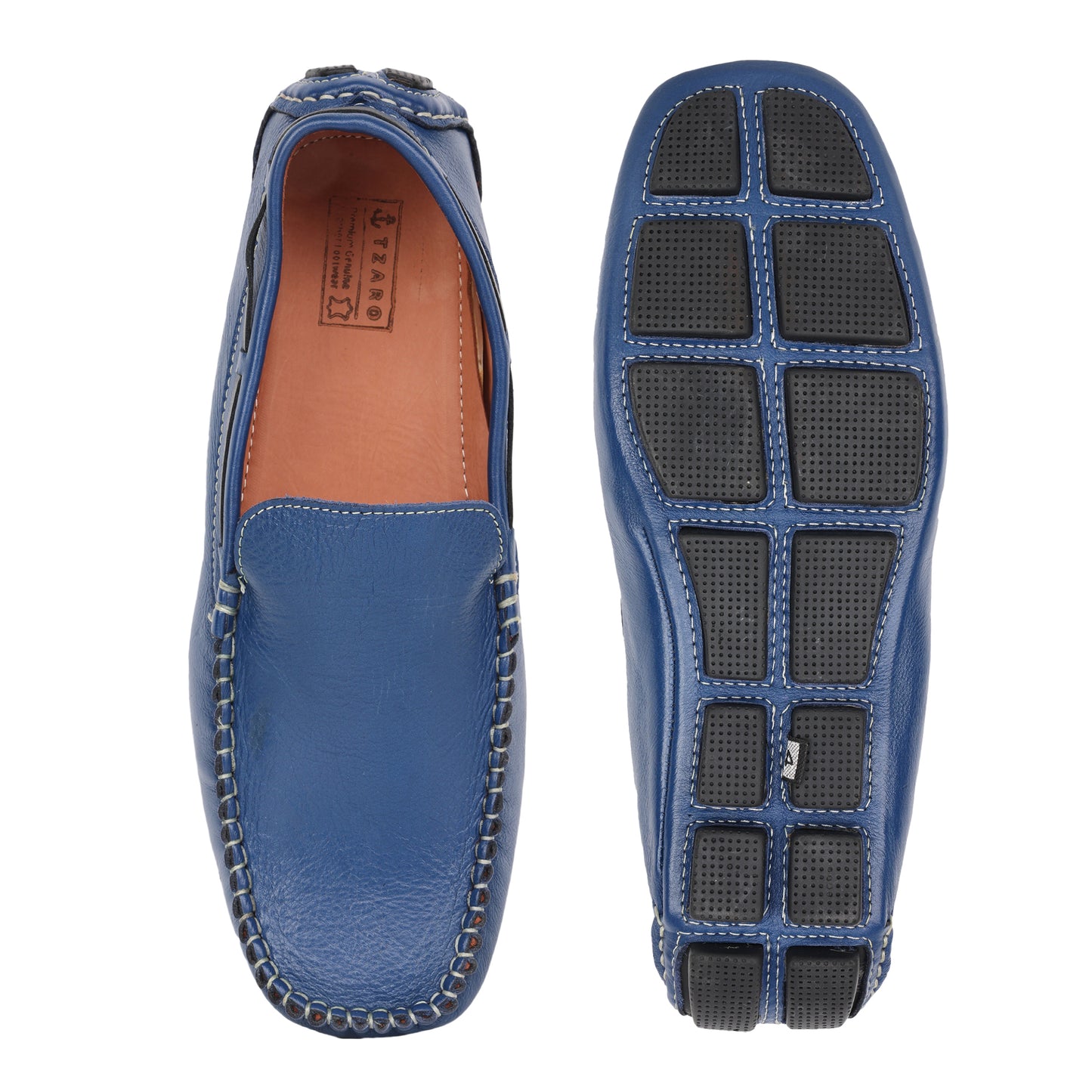 Pure Leather, Moc-toe Construction, Blue Driving Shoe, STN2360BLU49