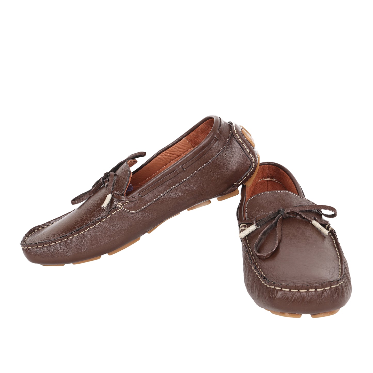 Pure Leather, Moc-toe Construction, Chocolate Color Driving Shoe, STN2360CHR09