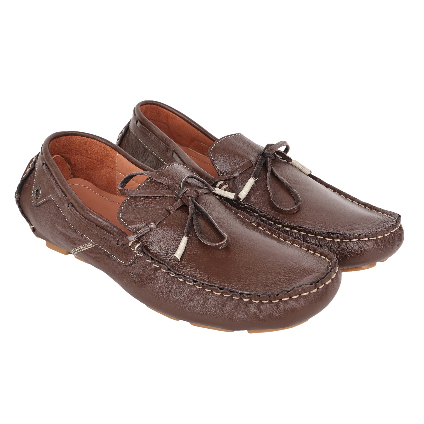 Pure Leather, Moc-toe Construction, Chocolate Color Driving Shoe, STN2360CHR09