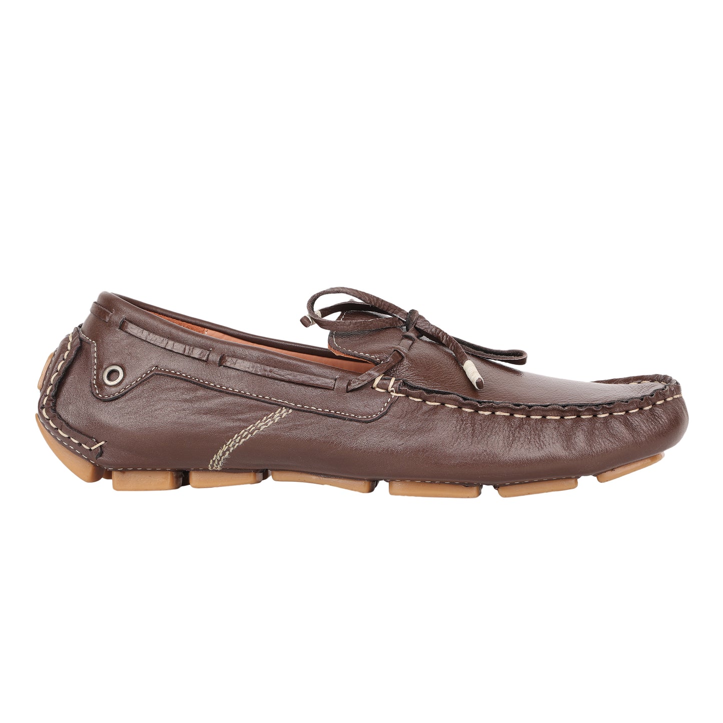Pure Leather, Moc-toe Construction, Chocolate Color Driving Shoe, STN2360CHR09