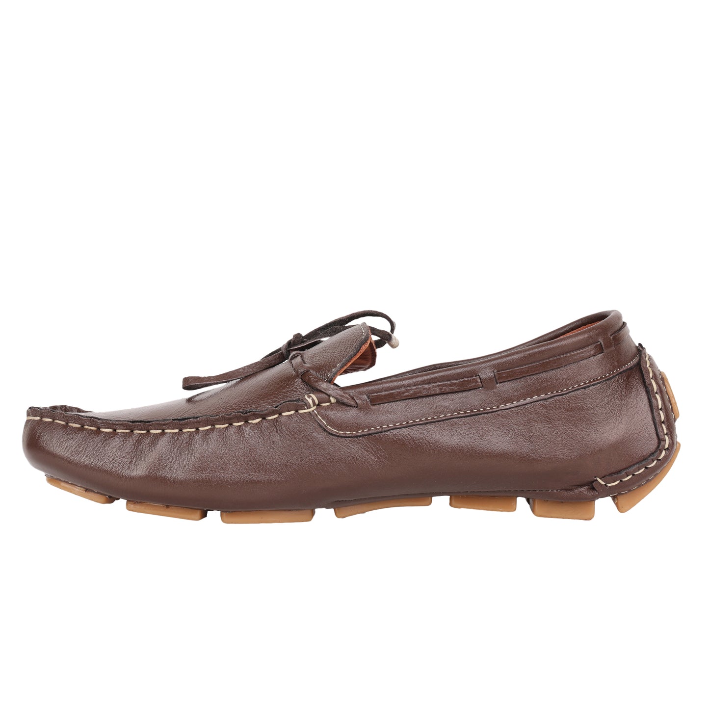 Pure Leather, Moc-toe Construction, Chocolate Color Driving Shoe, STN2360CHR09