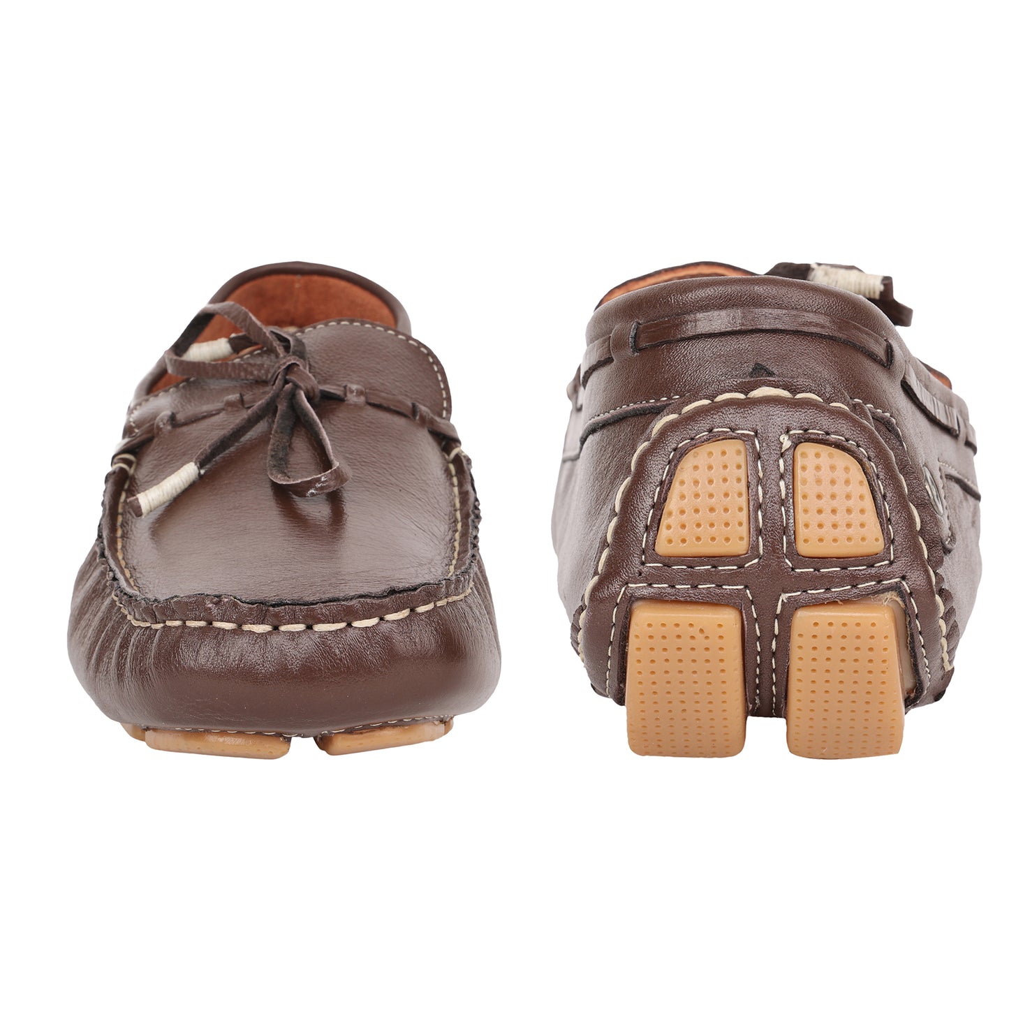 Pure Leather, Moc-toe Construction, Chocolate Color Driving Shoe, STN2360CHR09