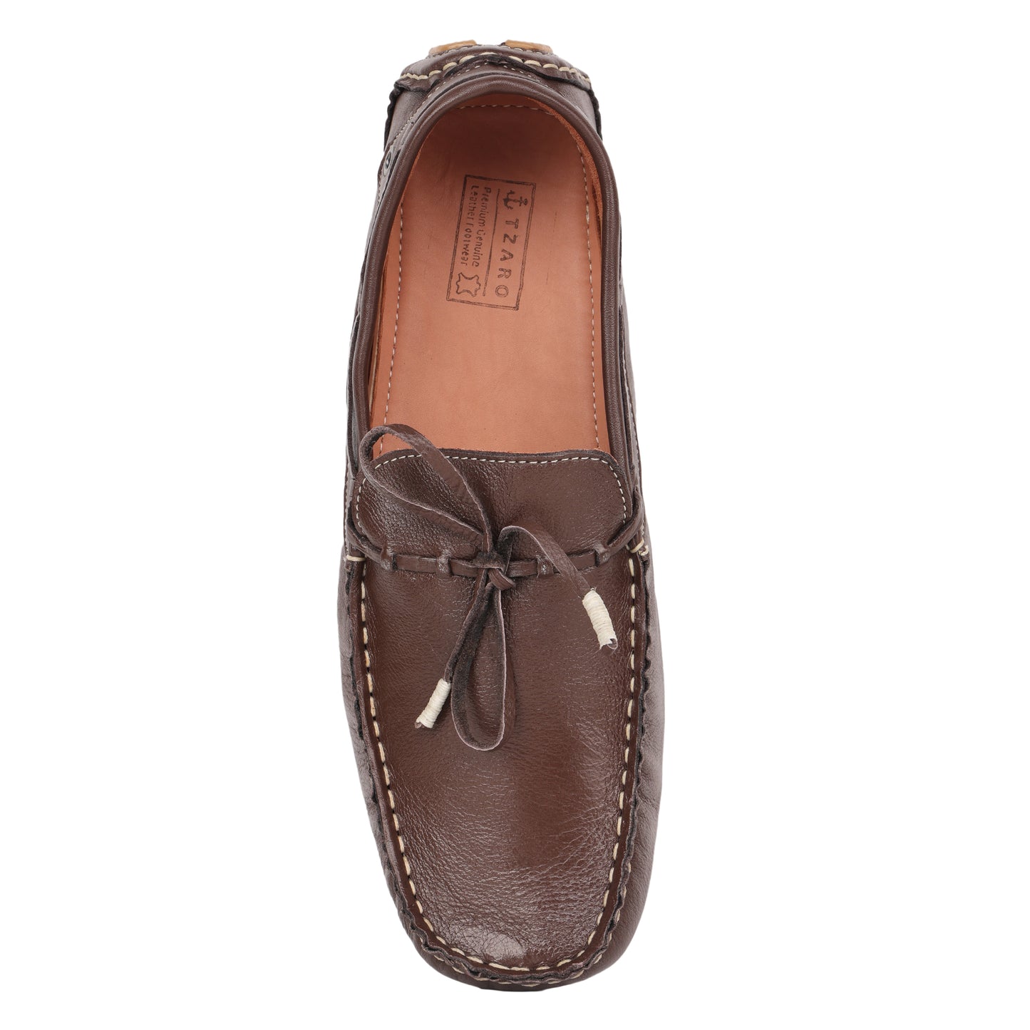 Pure Leather, Moc-toe Construction, Chocolate Color Driving Shoe, STN2360CHR09