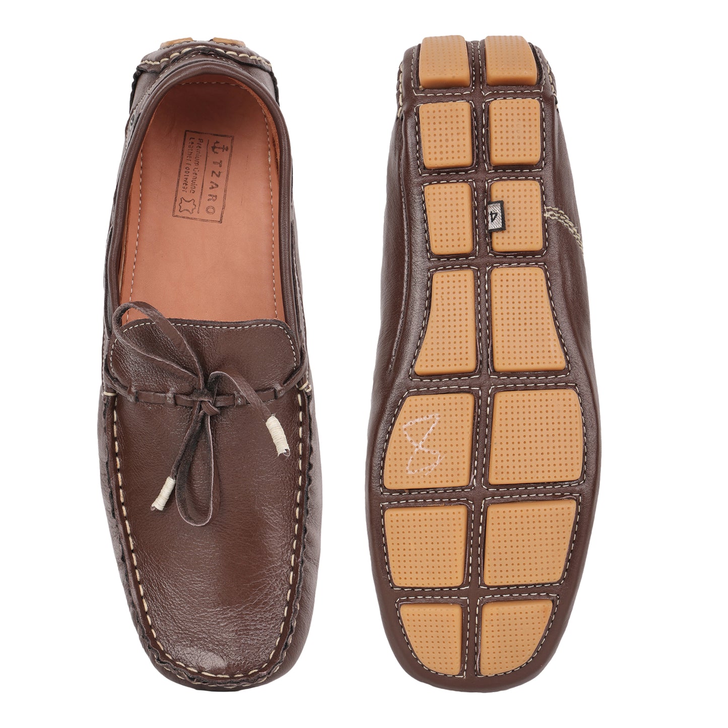 Pure Leather, Moc-toe Construction, Chocolate Color Driving Shoe, STN2360CHR09