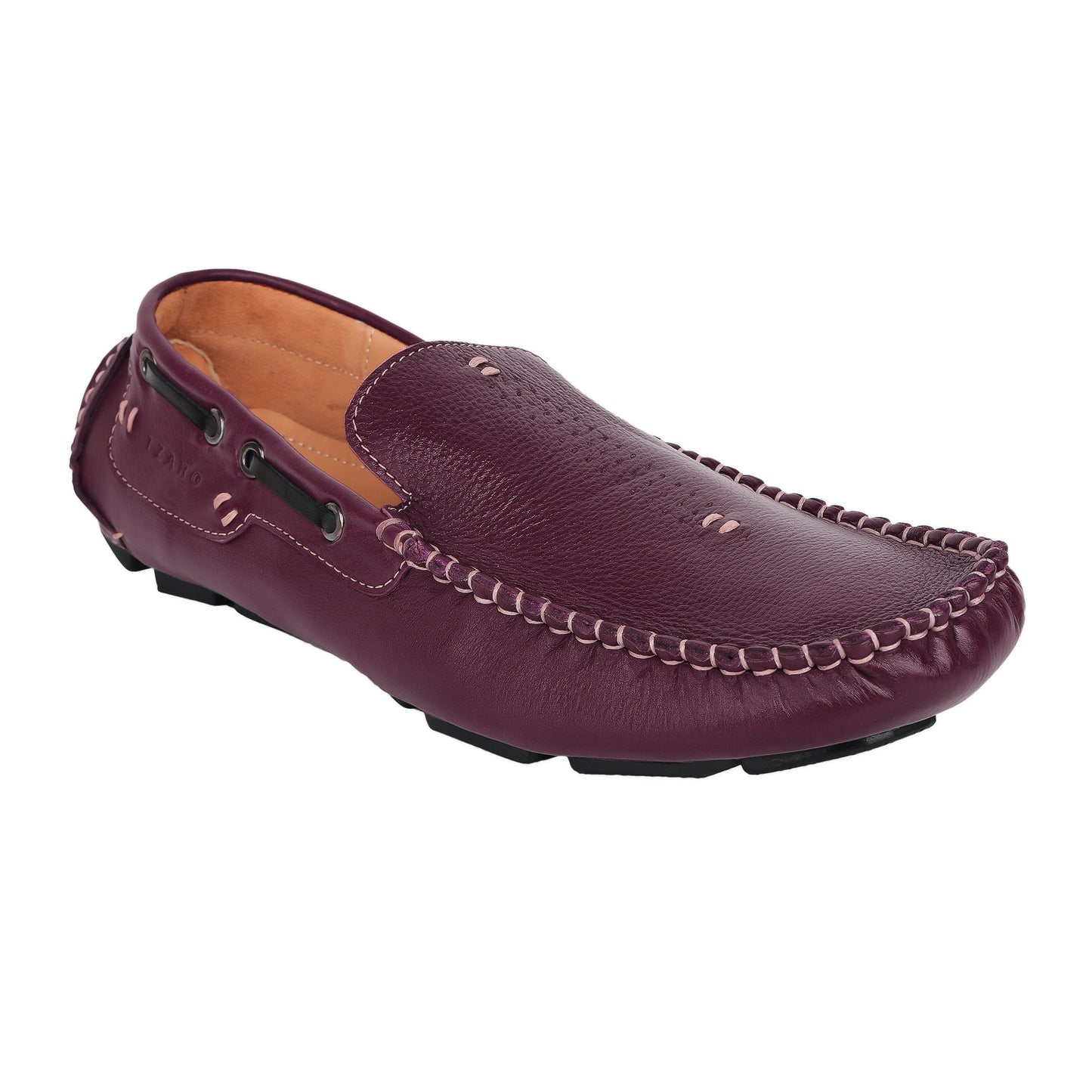 Pure Leather, Moc-toe Construction, Burgundy Color Driving Shoe, STN2361BURG