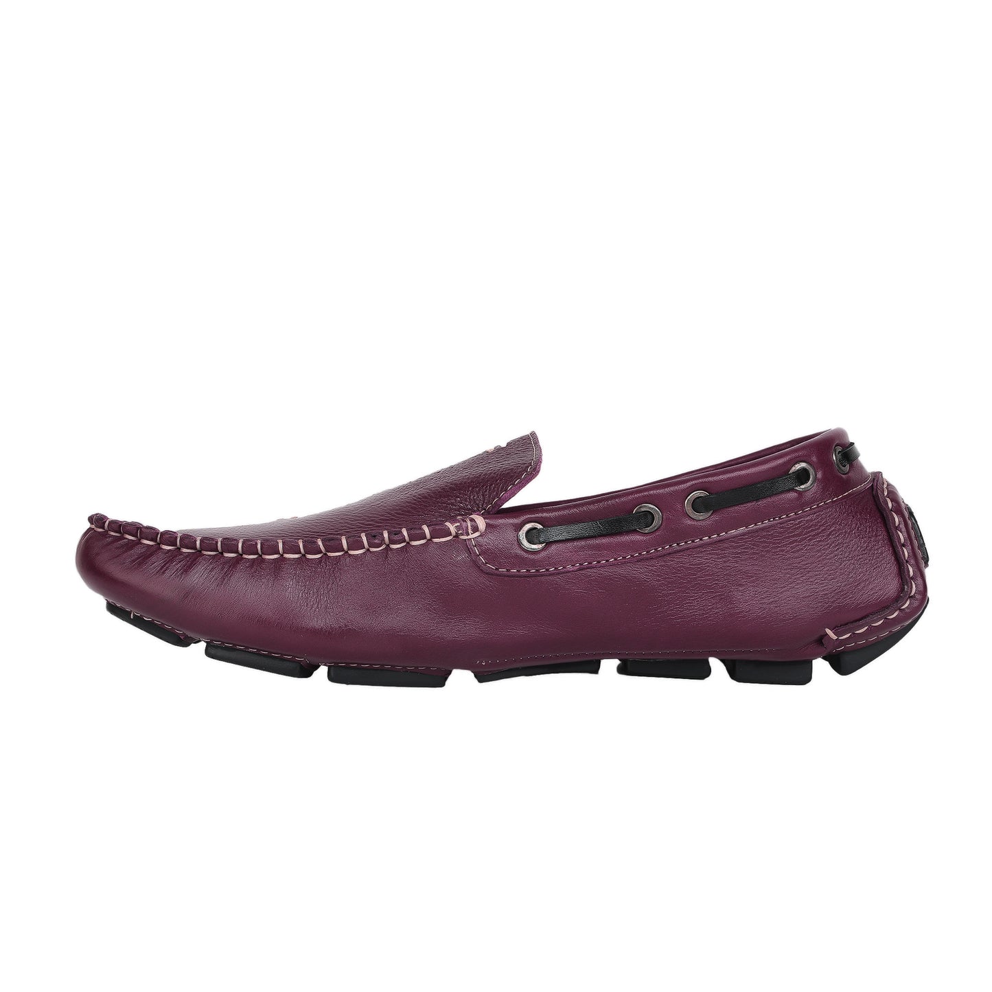 Pure Leather, Moc-toe Construction, Burgundy Color Driving Shoe, STN2361BURG