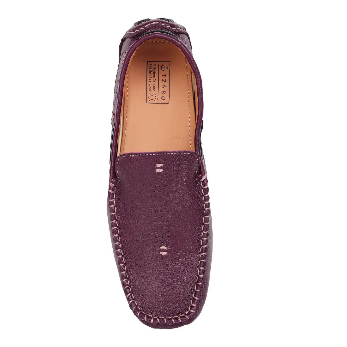 Pure Leather, Moc-toe Construction, Burgundy Color Driving Shoe, STN2361BURG