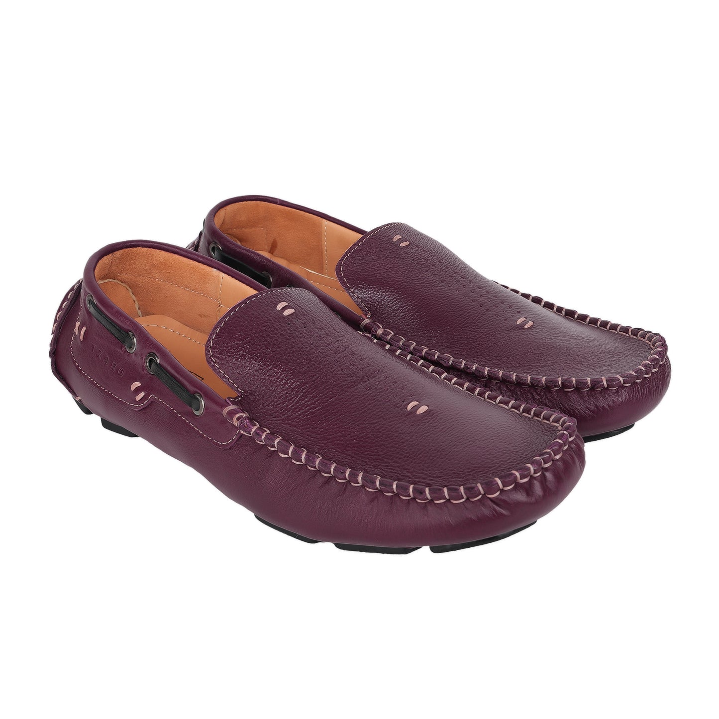 Pure Leather, Moc-toe Construction, Burgundy Color Driving Shoe, STN2361BURG