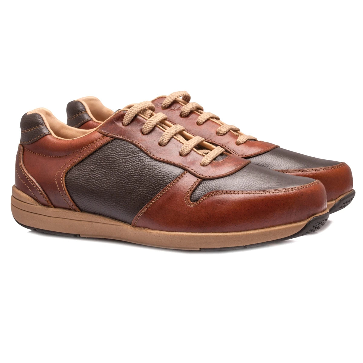 Pure Leather Sneaker - Marathon (Tan with Chocolate), TBSE1801CHC