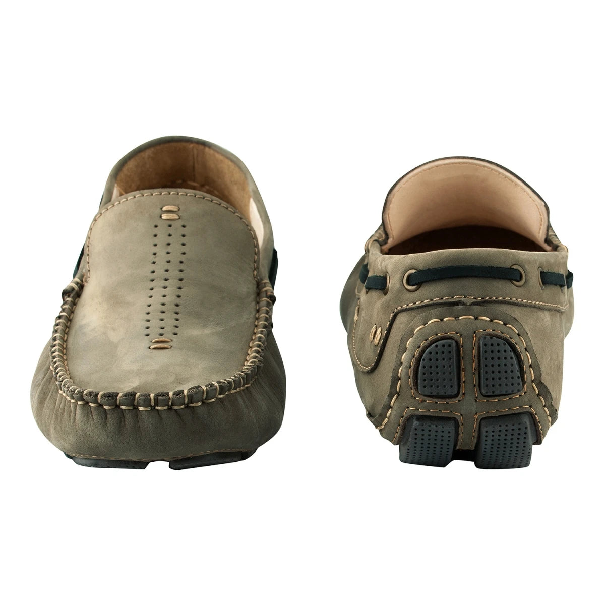 Pure Leather Olive-Green Driving Shoes - STN2347NUOLV