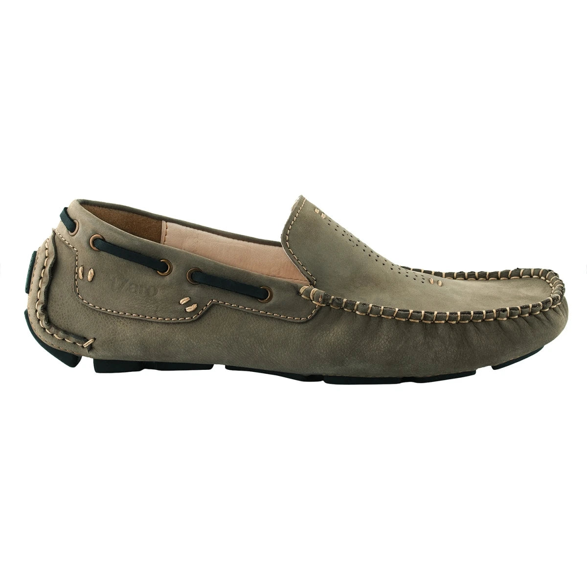 Pure Leather Olive-Green Driving Shoes - STN2347NUOLV
