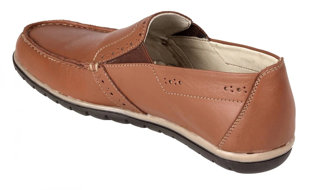 Pure Leather Tan Color Comfortable Loafer - Jhonny (Tan), TP1901PNCHTN