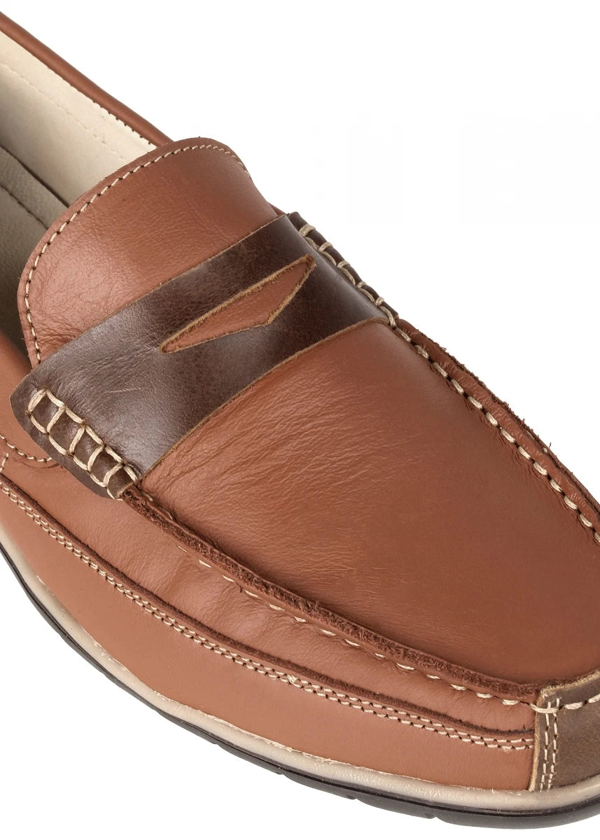 Pure Leather Tan Loafer - James, TP1902SDLTN