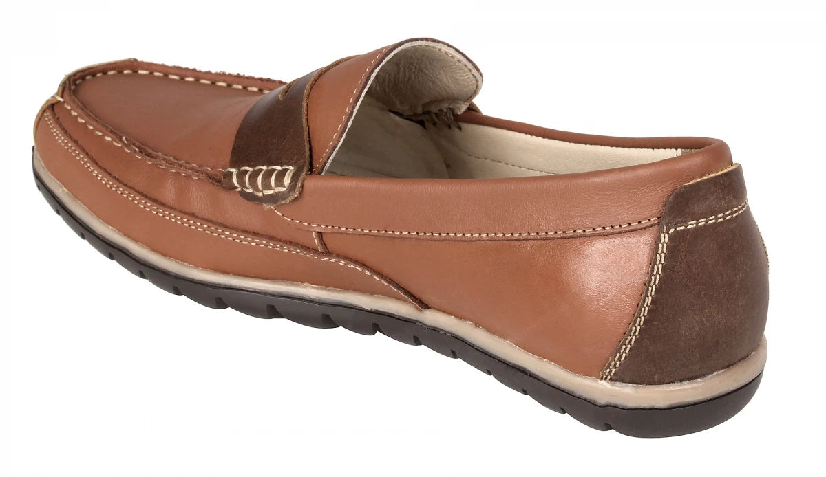 Pure Leather Tan Loafer - James, TP1902SDLTN