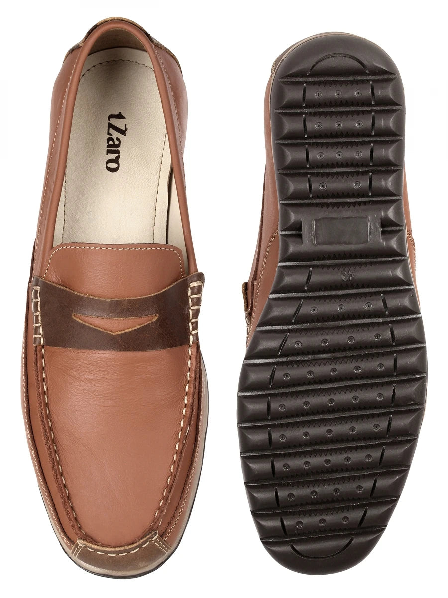 Pure Leather Tan Loafer - James, TP1902SDLTN