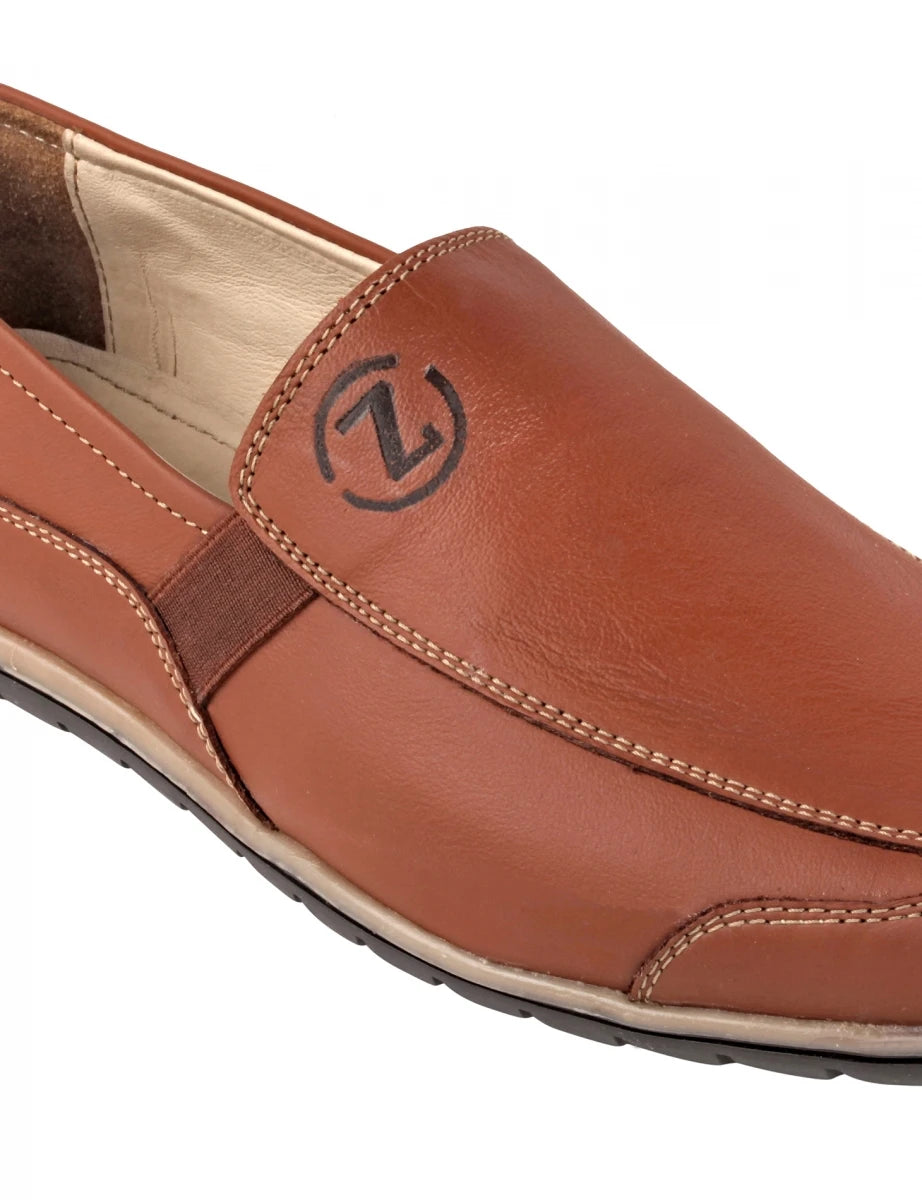 Pure Leather Tan Color Loafer - Hugo, TP1903ELATN