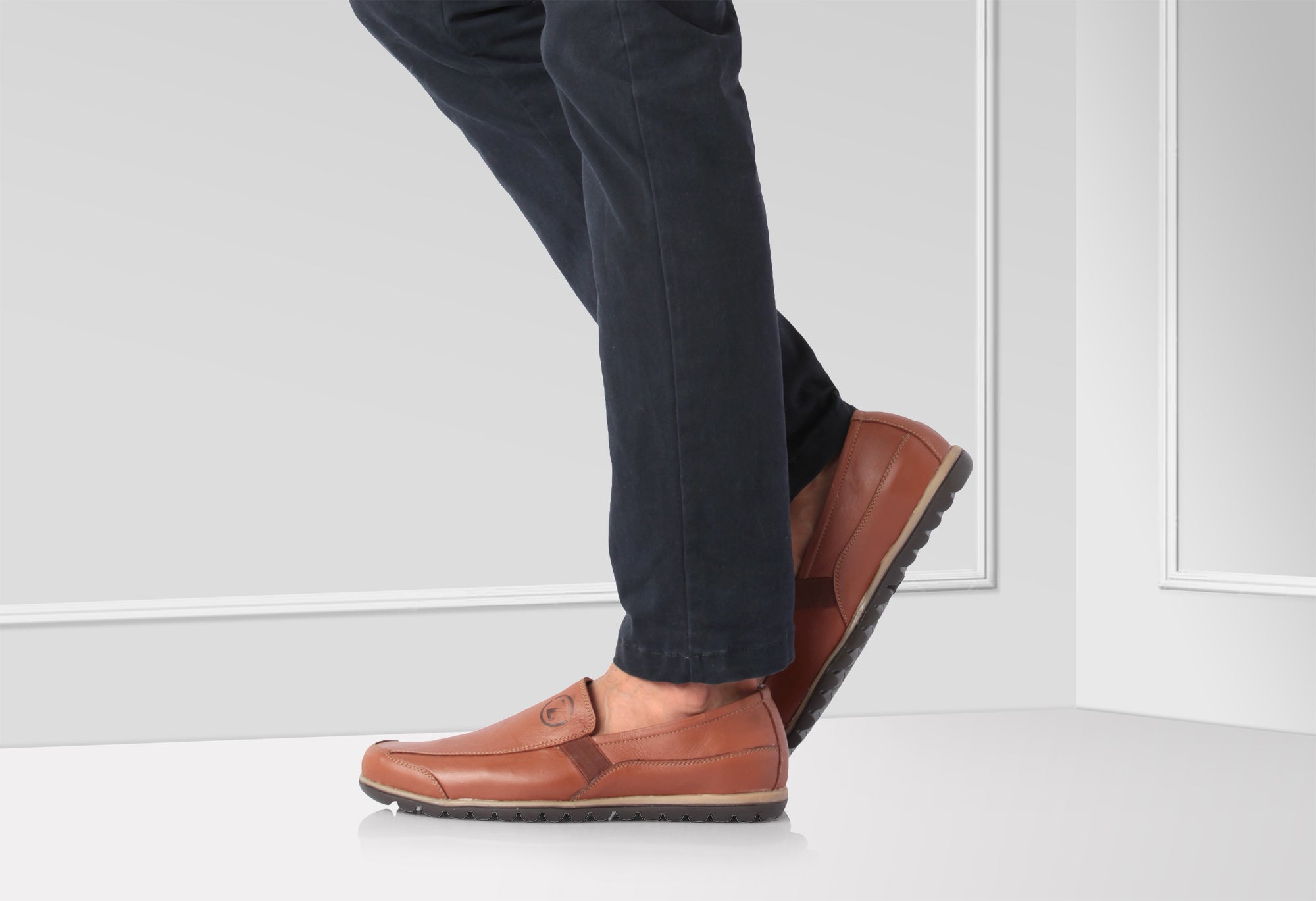 Pure Leather Tan Color Loafer - Hugo, TP1903ELATN - Showcase Image 1