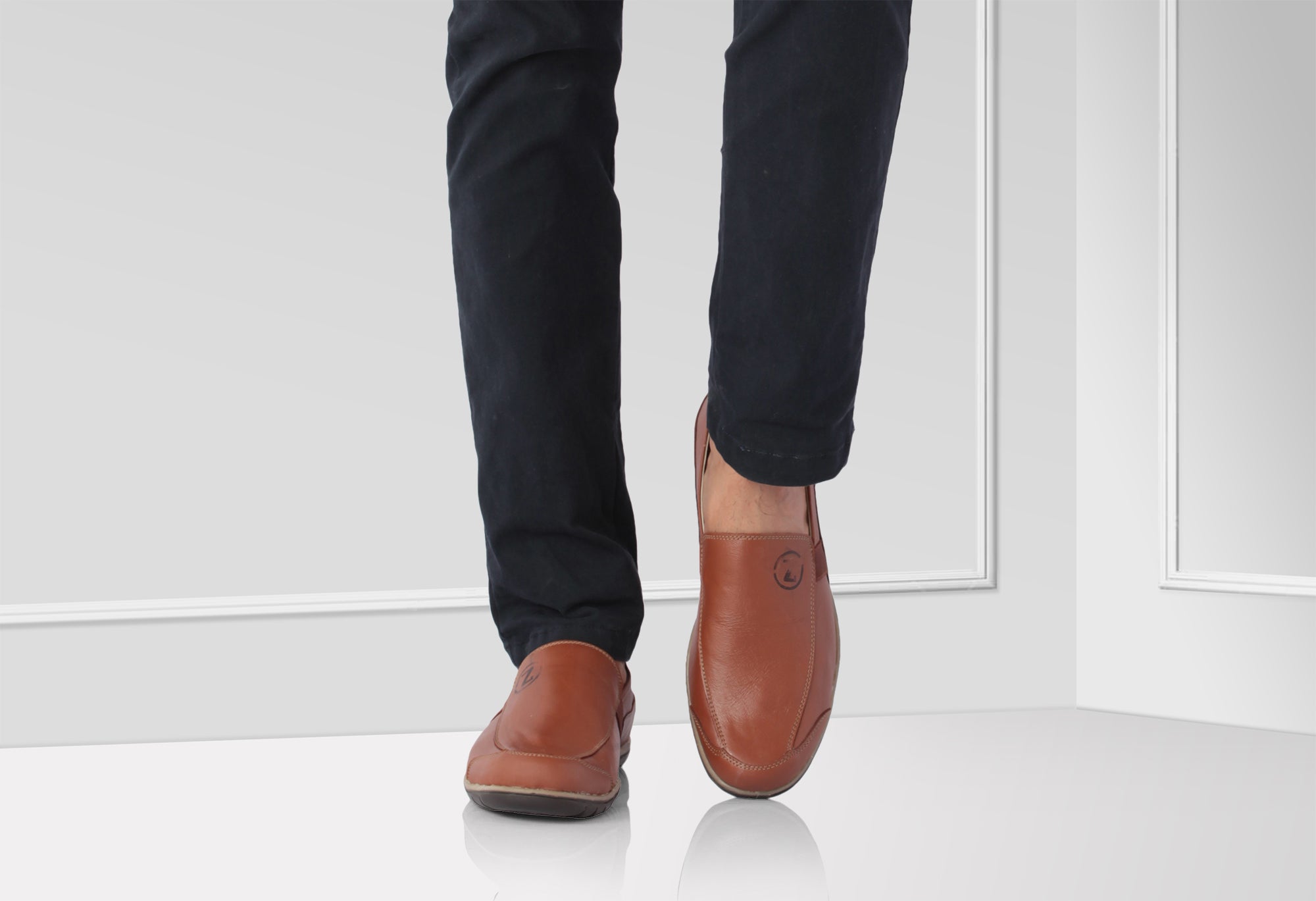 Pure Leather Tan Color Loafer - Hugo, TP1903ELATN - Showcase Image 2