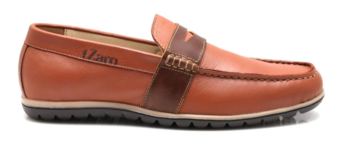 TZARO Leather Tan Brown Color Casual Lifestyle Shoes - Dylan, TP1904SADTN