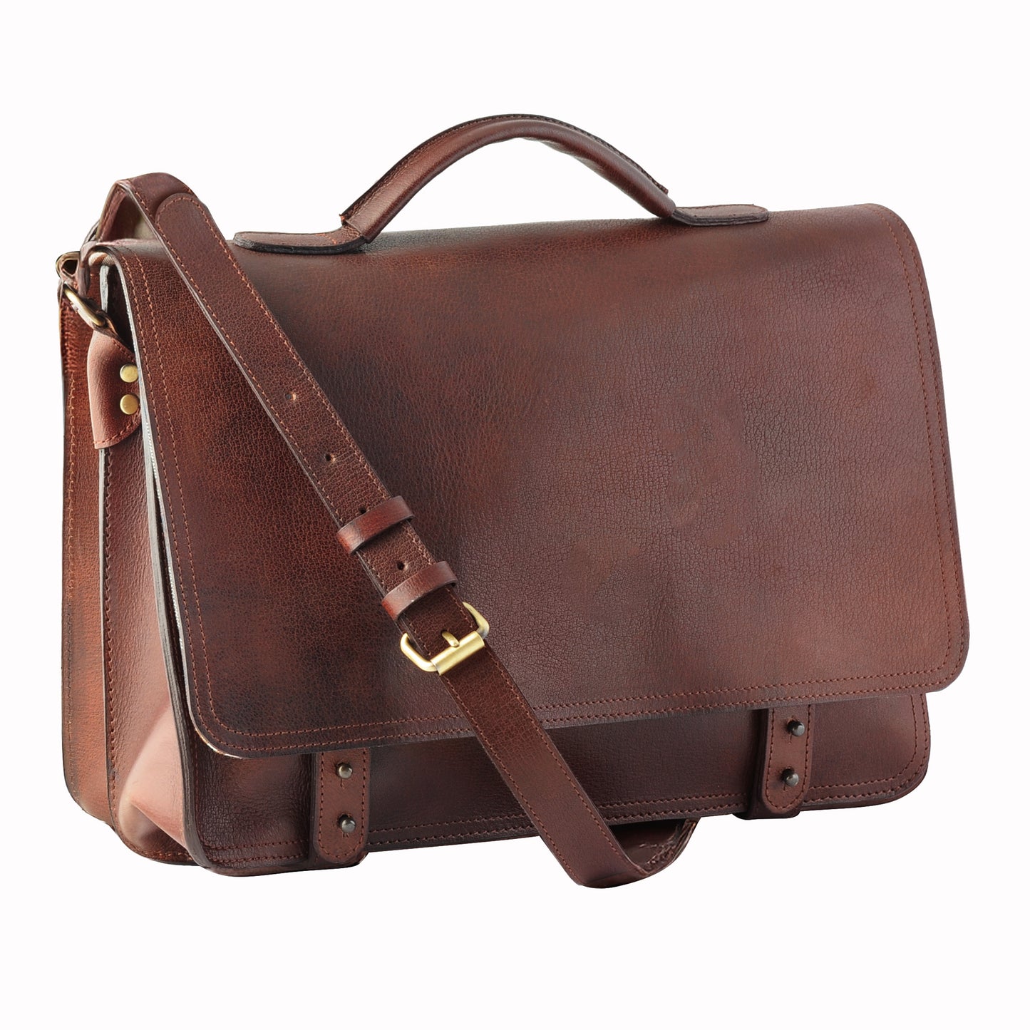 Army Style Veg Tanned Leather Satchel | GILBERT - TZANM675