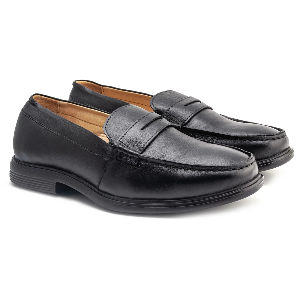 Pure Leather, Super-Light, Black Formal Slip-on Shoes - TZBL2514MCSG