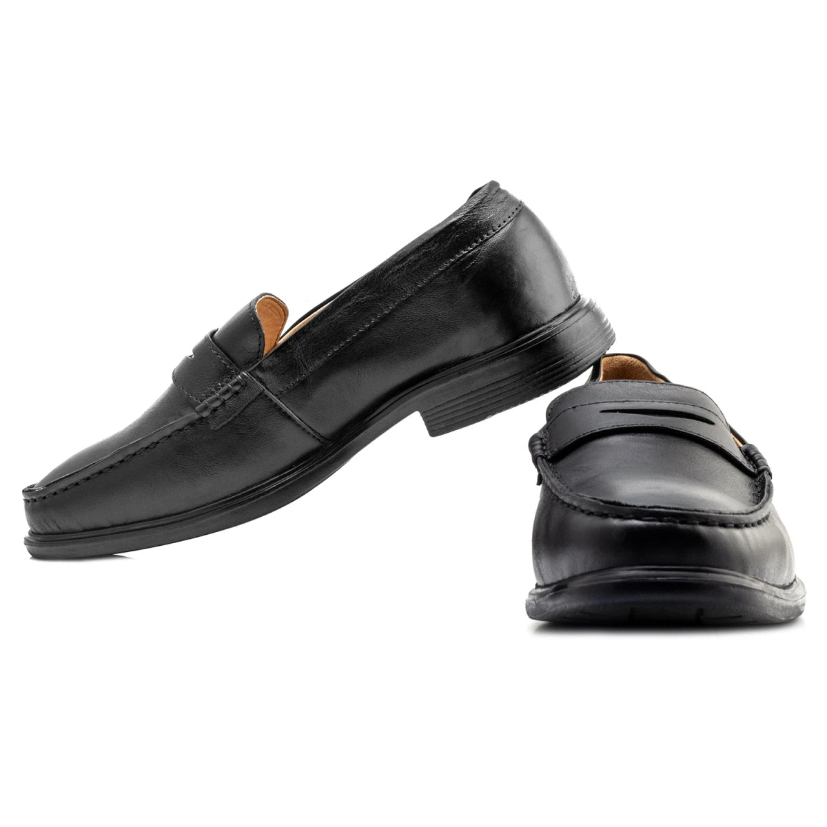 Pure Leather, Super-Light, Black Formal Slip-on Shoes - TZBL2514MCSG