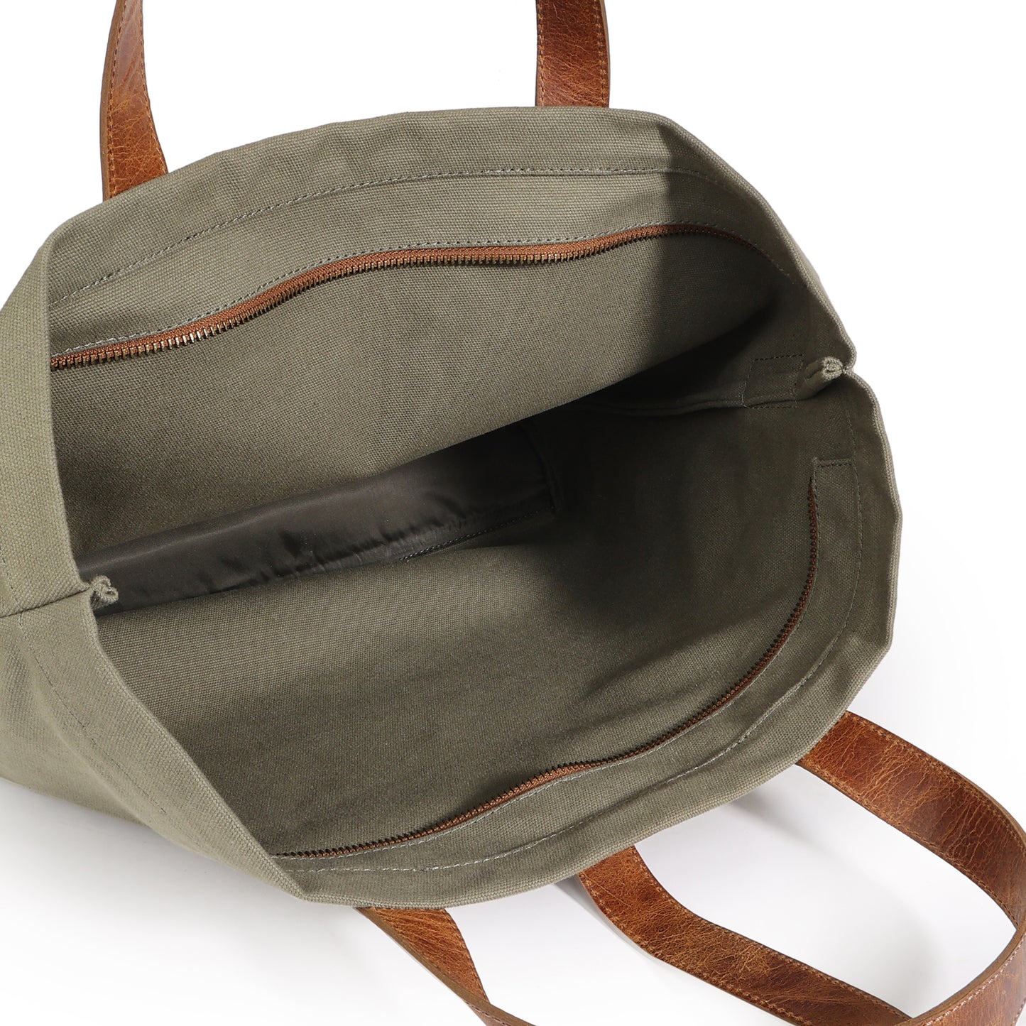 Olive Canvas Tote Bag for Men with Leather Handles & Sling Strap | TRAVELAM | TZCNLTH570