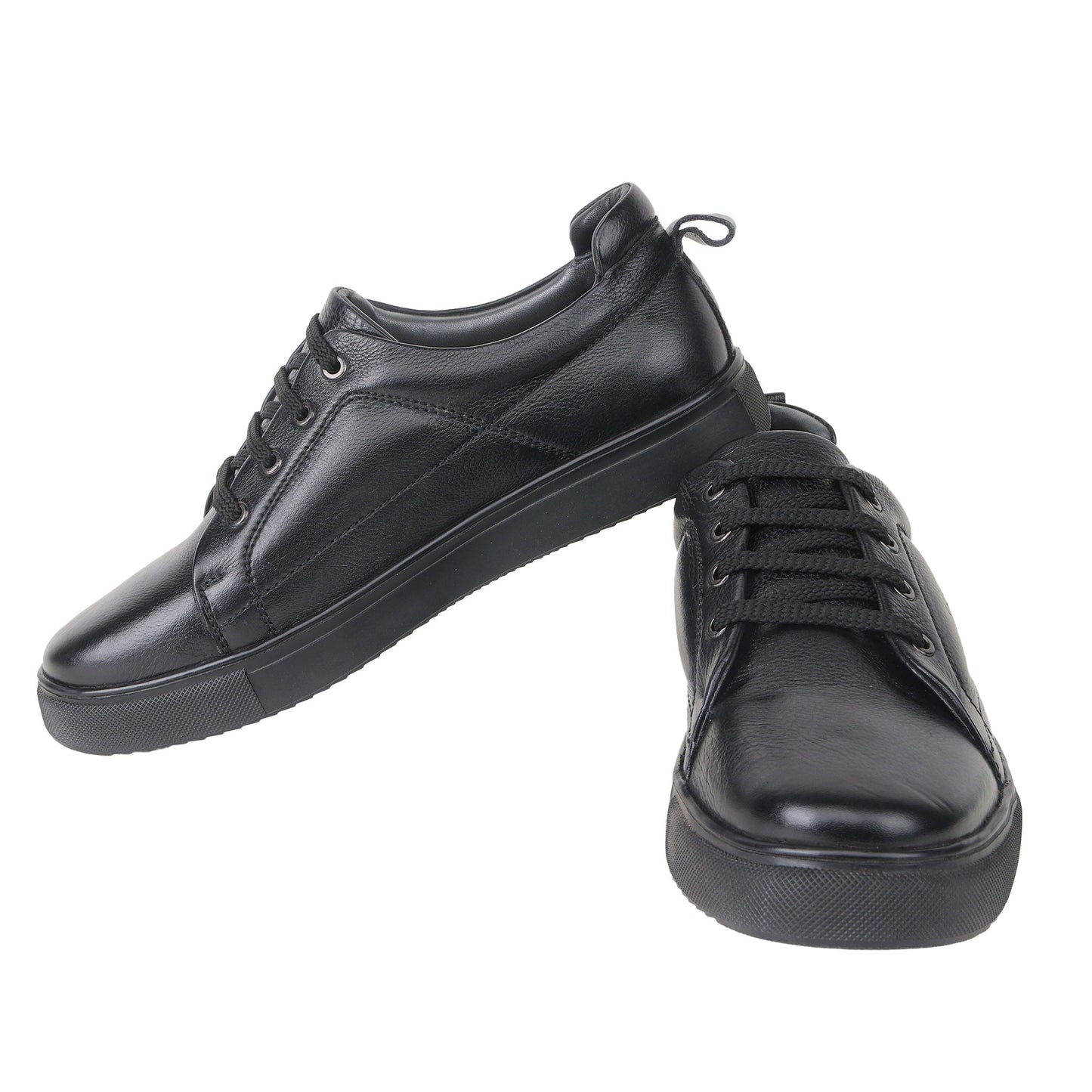Pure Leather, Light Weight Black Sneakers - Buntikki, TZCRT901BLK