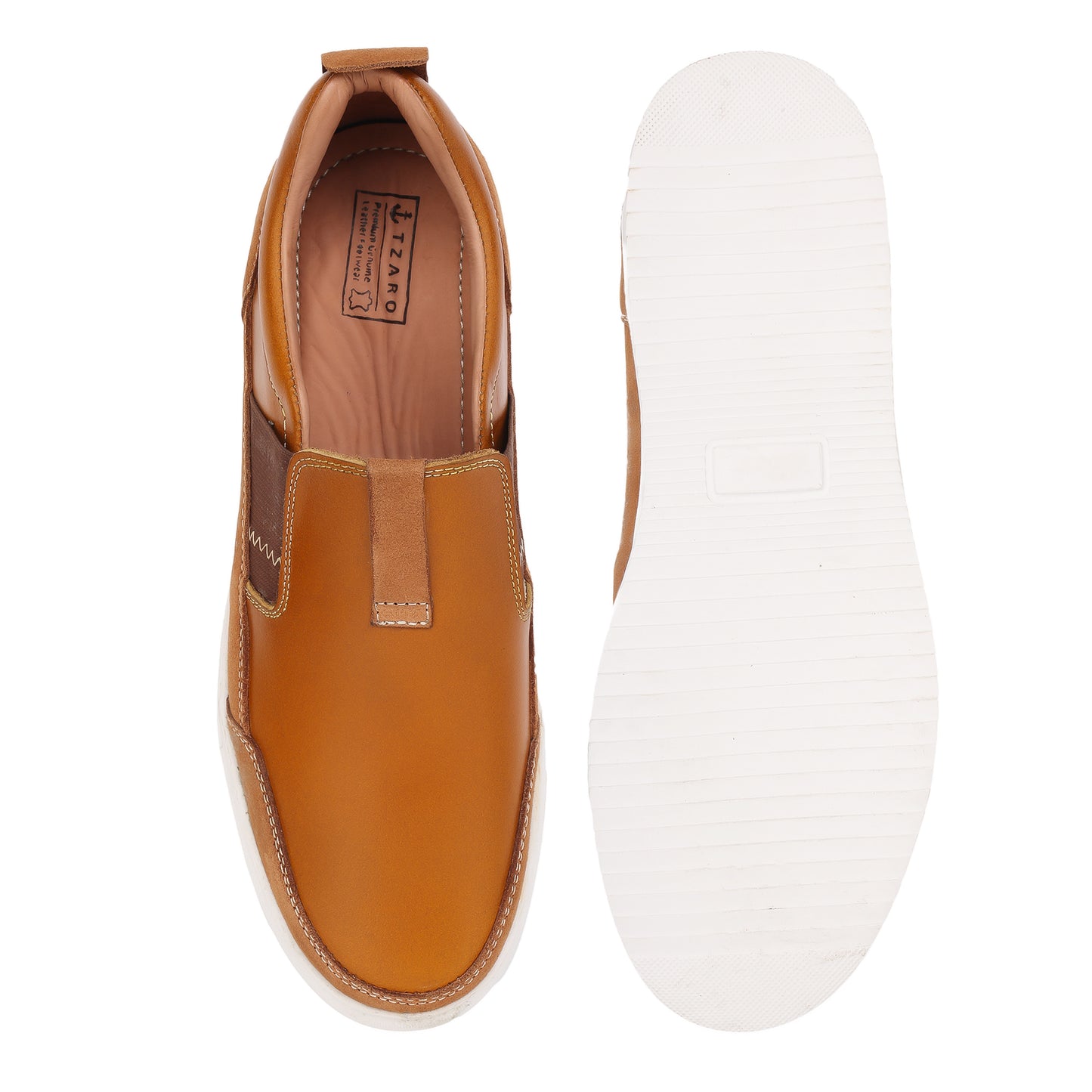 Pure Leather, Light Weight Tan Sneakers - Omura, TZCRT911TAN